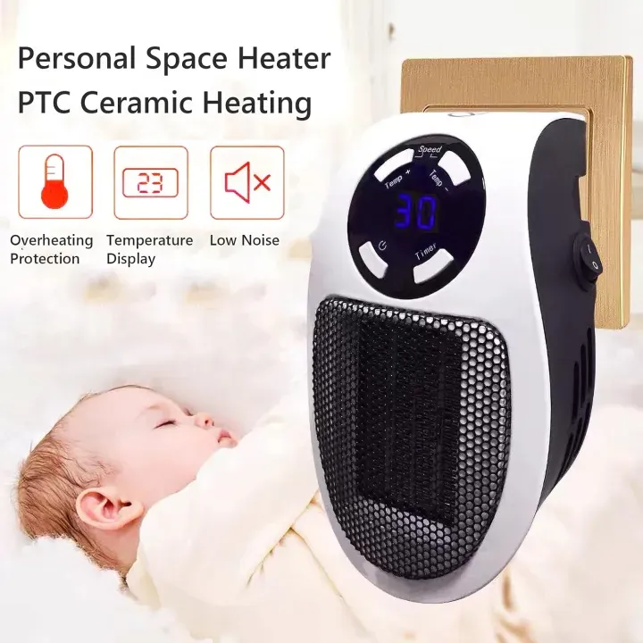 Portable Electric Heater 500W – Mini Wall Plug Space Heater