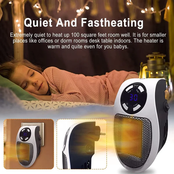 Portable Electric Heater 500W – Mini Wall Plug Space Heater