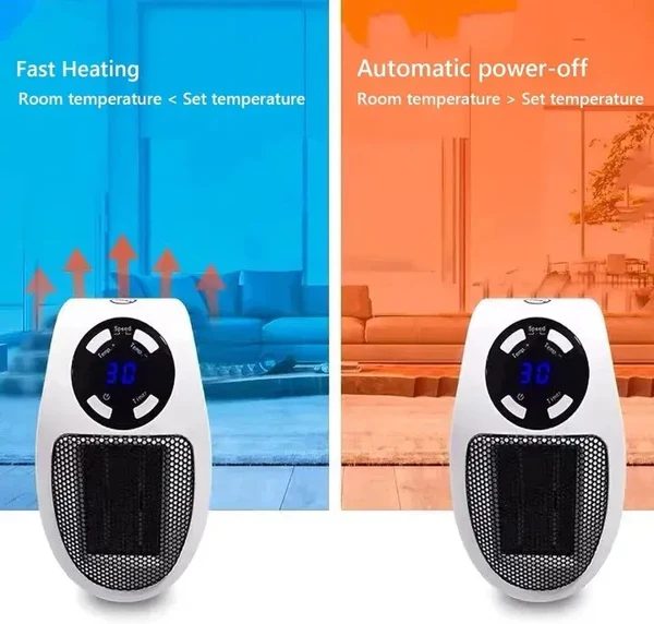 Portable Electric Heater 500W – Mini Wall Plug Space Heater